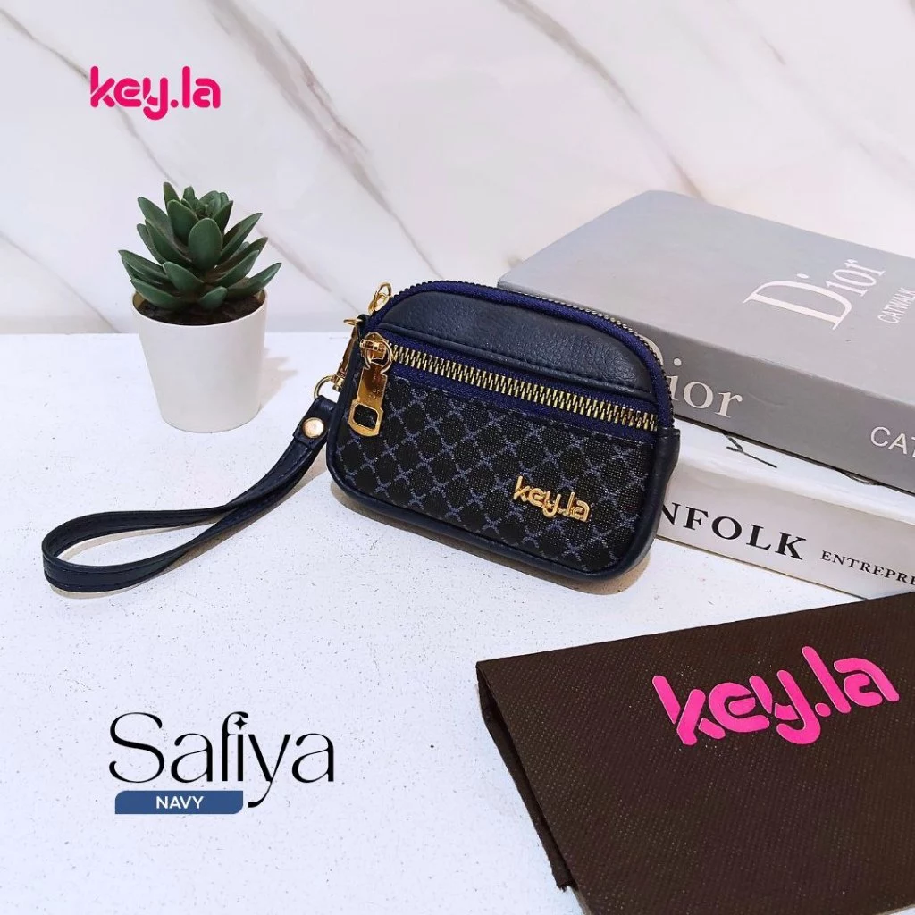 KEY.LA | SAFIYA DOMPET KECIL WANITA 2 RUANG kombinasi material hard gold Tali Bisa Dilepas Pasang