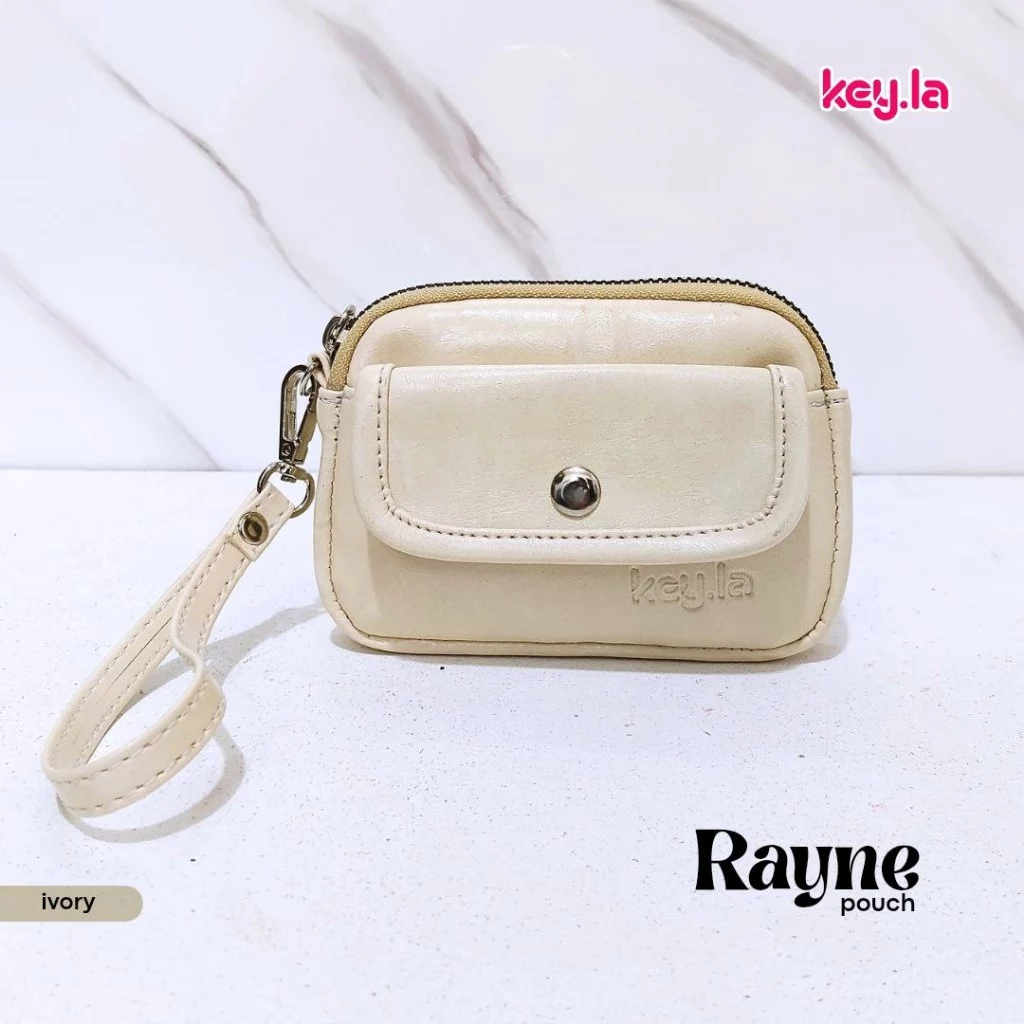KEY.LA | RAYNE DOMPET WANITA MINI 2 RUANG Bahan Kulit Sintetis Dilengkapi Resleting & Tutup Magnet Muat Kartu & Koin Uang Waterproof