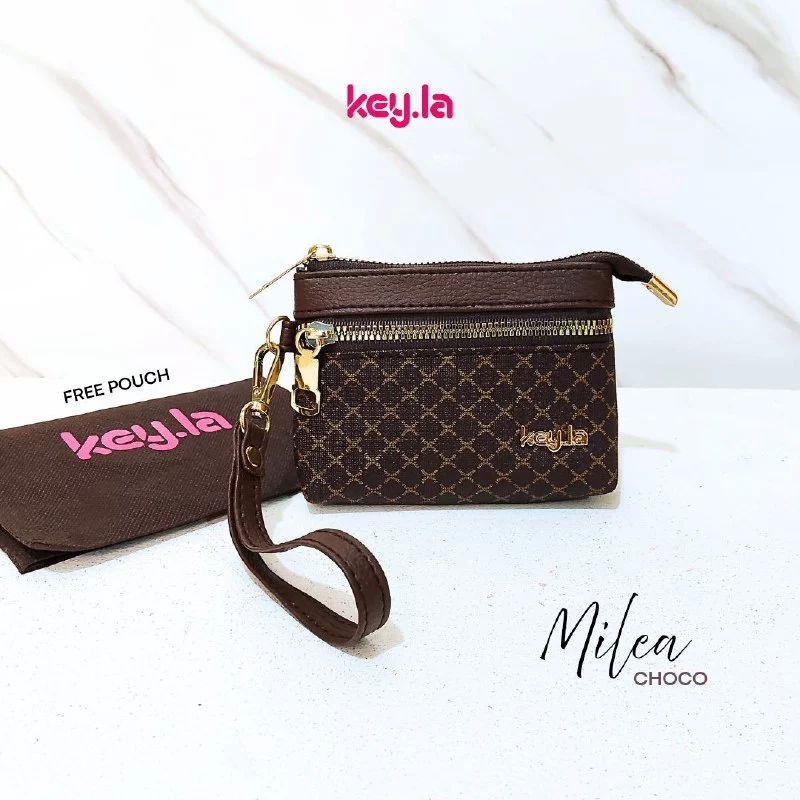 KEY.LA | MILEA DOMPET MINI 2 RUANG Dompet Wanita Motif Kotak Simple & Elegan Bahan Tahan Air