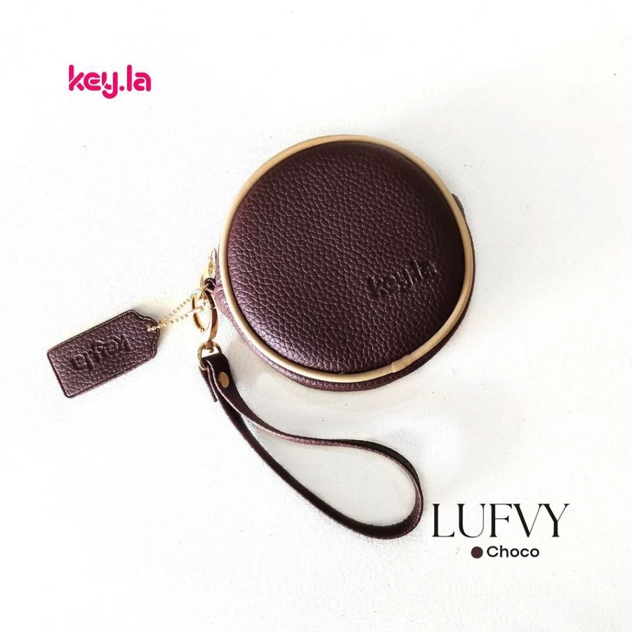 KEY.LA | LUVFY DOMPET KOIN WANITA BULAT Bahan Kulit Sintetis Premium Free Gantungan Cantik